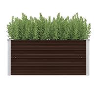 FIRBNUS Pot de Fleurs Extérieur 100x40x45 cm Boîte à Fleurs Profonde et Large Lit Surélevé de Balcon Métal Jardinière Jardin Facile à Assembler Lit de Plantation en Acier Galvanisé Marron