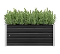 FIRBNUS Pot de Fleurs Extérieur 100x40x45 cm Boîte à Fleurs Profonde et Large Lit Surélevé de Balcon Métal Jardinière Jardin Facile à Assembler Lit de Plantation en Acier Galvanisé Anthracite