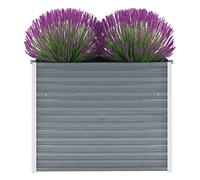 FIRBNUS Pot de Fleurs Extérieur 100x40x77 cm Boîte à Fleurs Profonde et Large Lit Surélevé de Balcon Métal Jardinière Jardin Facile à Assembler Lit de Plantation en Acier Galvanisé Gris