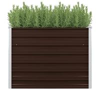 FIRBNUS Pot de Fleurs Extérieur 100x40x77 cm Boîte à Fleurs Profonde et Large Lit Surélevé de Balcon Métal Jardinière Jardin Facile à Assembler Lit de Plantation en Acier Galvanisé Marron