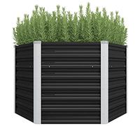 FIRBNUS Pot de Fleurs Extérieur 129x129x77 cm Lit Surélevé de Jardin Contenir Grande Quantité de Sol Jardinière Balcons Patios Terrasse Boîte à Fleurs Plantes Vertes en Acier Galvanisé Anthracite