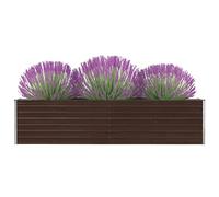 FIRBNUS Pot de Fleurs Extérieur 320x40x77 cm Boîte à Fleurs Profonde et Large Lit Surélevé de Balcon Métal Jardinière Jardin Facile à Assembler Lit de Plantation en Acier Galvanisé Marron