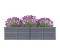 FIRBNUS Pot de Fleurs Extérieur 320x40x77 cm Boîte à Fleurs Profonde et Large Lit Surélevé de Balcon Métal Jardinière Jardin Facile à Assembler Lit de Plantation en Acier Galvanisé Gris