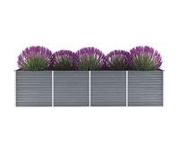FIRBNUS Pot de Fleurs Extérieur 320x80x77 cm Boîte à Fleurs Profonde et Large Lit Surélevé de Balcon Métal Jardinière Jardin Facile à Assembler Lit de Plantation en Acier Galvanisé Gris