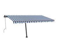 FIRBNUS Rideau de soleil autoportant automatique 450 x 300 cm bleu blanc rideau de soleil imperméable auvent balcon rideau de soleil rétractable tente de jardin extérieur télécommande