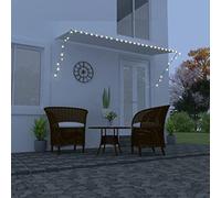 FIRBNUS Rideau de soleil rétractable avec LED 350 x 150 cm Crème Rideau de jardin Rideau de soleil manuel auvent latéral rétractable pour extérieur, rideau de balcon