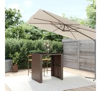 FIRBNUS Table de bar avec plateau en verre marron 105 x 80 x 110 cm Polyrotin Table basse en verre Bistrot Table basse carrée Table de Bistrot carré Table de jardin en rotin