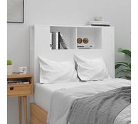 FIRBNUS Tête de Lit à Bibliothèque Blanc 100x18,5x104,5 cm Bois d'ingénierie avec Surface Lisse Armoire de Tête de Lit Tendance Rangement Supplémentaire Décoration Maison Intérieure