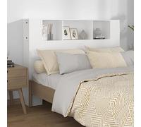 FIRBNUS Tête de Lit à Bibliothèque Blanc 140x18,5x104,5 cm Bois d'ingénierie avec Surface Lisse Armoire de Tête de Lit Tendance Rangement Supplémentaire Décoration Maison Intérieure