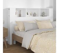 FIRBNUS Tête de Lit à Bibliothèque Blanc 160x18,5x104,5 cm Bois d'ingénierie avec Surface Lisse Armoire de Tête de Lit Tendance Rangement Supplémentaire Décoration Maison Intérieure