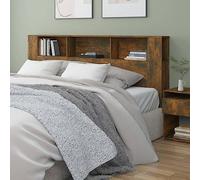 FIRBNUS Tête de Lit à Bibliothèque Chêne Fumé 200x18,5x104,5 cm Bois d'ingénierie avec Surface Lisse Armoire de Tête de Lit Tendance Rangement Supplémentaire Décoration Maison Intérieure