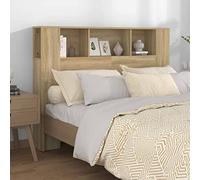 FIRBNUS Tête de Lit à Bibliothèque Chêne Sonoma 140x18,5x104,5 cm Bois d'ingénierie avec Surface Lisse Armoire de Tête de Lit Tendance Rangement Supplémentaire Décoration Maison Intérieure