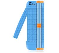 Firbon A5 Massicot Règle Titane Guillotine Coupe Papier avec Sécurité Système Remplaçable Lame Couper Coupon, Papier d'artisanat, Etiquette et Photo, Bleu