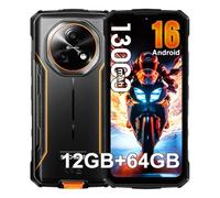 Fire 5 4G Téléphone Portable Incassable 2026, 13000mAh Android 16 Smartphone Incassable, 6.6" HD+ 90Hz, 16MP+8MP Caméra, 12Go+64Go/2TB, IP68/IP69K Smartphone Étanche, NFC/OTG/GPS/FM, Orange