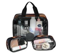 Fire America - Trousse de maquillage de voyage pour homme et femme - Grande trousse de toilette translucide - 3 pièces - Grande trousse de toilette, couleur, L, Trousse de maquillage