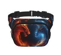 Fire And Ice Dragons Sac banane imperméable et réglable pour femme Sac banane tendance décontracté pour course à pied, entraînement, randonnée, voyage, noir, taille unique, Noir , Taille unique
