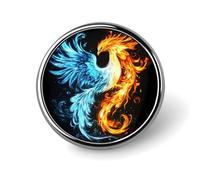 Fire And Ice Phoenix Brooch Pins for Women Men Cute Badge Lapel Pins for Backpack Dress Accessories