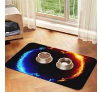 Fire and Ice Tapis d'alimentation à motif dragons avec dessus en polyuréthane absorbant l'eau et base en caoutchouc - Tapis de nourriture antidérapant pour chiens, chats et animaux de compagnie, 40 x