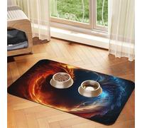 Fire and Ice Tapis de nourriture pour chien Motif dragons 40,6 x 61 cm - Tapis antidérapant super absorbant pour nourriture et eau - Joli tapis d'alimentation en caoutchouc à séchage rapide pour