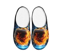 Fire And Water Chaussons de basket-ball en flanelle pour homme et femme - Antidérapants - Chaudes - Pour l'intérieur et l'extérieur, multicolore, X-Small Men/ Small Women