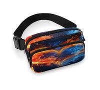 Fire And Water Heart Sac banane avec sangle réglable pour sports de plein air randonnée