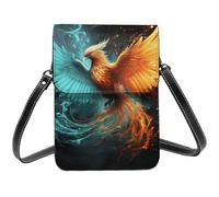 Fire And Water Phoenix Petit sac à bandoulière pour femme Sac à main pour téléphone portable Sac portefeuille en cuir PU avec bandoulière