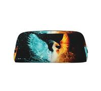 Fire and Water Phoenix Trousse à crayons tridimensionnelle en cuir avec fermeture éclair, simple et élégante, tendance et pratique, Argenté., Taille unique, Cartable