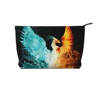 Fire and Water Phoenix Trousse de maquillage en velours côtelé avec fermeture éclair élégante et durable, Noir , Taille unique