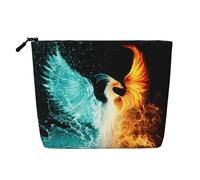 Fire and Water Phoenix Trousse de maquillage multifonction en lin à une seule couche - Sac de rangement cosmétique tendance et pratique, Noir , Taille unique