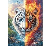Fire and Water Tigre 500 Pièces Puzzle pour Ado en Carton Haute Qualité Épais Animal de compagnies Facile Débutant Jeu De Société Cadeau Fête des Pères Petit Prix Qualité Premium 500 PCS