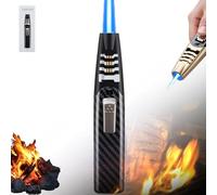Fire Blaze Briquet Torche Double Arc, Flamme Puissante Réglable, Torche Lumineuse, Imperméable et Coupe-Vent Rechargeable Plasma Arc Briquet pour Activités de Plein Air (Noir)