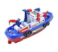 Fire Boat Toy, Battery Operated Electric Fire Rescue Ship, Water Spray Boat with Lights and Music, Toddler Bath Midget for Bathtub, Pool, Beach Aqua Play, Fun Summer Games, 9.06x4.33x3.15 in