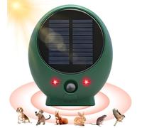 FIRE BULL Répulsif solaire à ultrasons 2 en 1 pour chiens, chats, serpents et rongeurs en plein air avec flash LED, batterie rechargeable de 1000 mAh