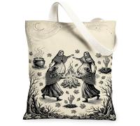 Fire Canvas Tote Bag Folklore Figurines artistiques Moon Fall Beige Petit sac fourre-tout 33 x 38 cm, beige, 13x15 Inch