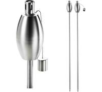 FIRE & DECO - Torche à huile - Lampe à huile avec réservoir d'huile ovale, acier inoxydable brossé et couvercle/capuchon d'extinction - 110 cm - 2 pièces