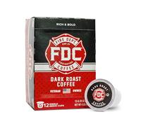 Fire Department Coffee [12 pièces] Dosettes de café torréfié foncé à portion unique, café torréfié foncé, café torréfié foncé K Cups