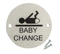 Fire Door Guru® Panneau de porte Baby Change - Disque de 76 mm - Panneau de sécurité en acier inoxydable - Fixations incluses
