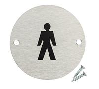 Fire Door Guru® Plaque de porte - Disque de 76 mm - Panneau de sécurité en acier inoxydable - Fixations incluses (mâle)