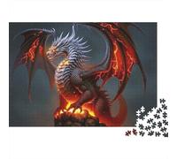 Fire Dragon Fantasy Puzzle 1000 pièces Masque Dragon de Feu Adulte Carton Épaissi Anti-Stress Difficile Déco Murale 70x50cm/1000pcs