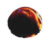 Fire Dragon Roll Bonnet de douche imprimé football - Réutilisable, double couche, respirant, séchage rapide, parfait pour la maison, le spa, l'hôtel et les voyages