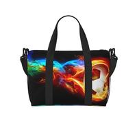 Fire Dragon Roll Soccer Tote Sac de voyage à bandoulière, 41 cm x 29 cm x 15 cm, sac de voyage, sac de cabine, sac de nuit, sac fourre-tout unisexe, Noir , Taille unique