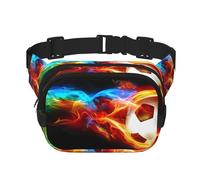 Fire Dragon Roll Soccer Unisexe Réglable Taille Carré Double Couche Sac de Taille pour Activités de Plein Air Voyage, Course à Pied Randonnée, Noir , Taille unique