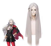 Fire Emblem ThreeHouses Cosplay perruque Edelgard Von Fresberg longue gris droite partie médiane cheveux Halloween jeu de rôle perruques