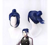 Fire Emblem ThreeHouses Felix Cosplay perruques bleu avec chignon perruque de cheveux synthétiques résistant à la chaleur pour carnaval Halloween jeu de rôle