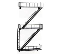 Fire Escape Étagère murale en métal noir - Étagère suspendue avec échelle pour décoration de salon moderne - Étagère flottante pour décoration de salle de bain chambre à coucher