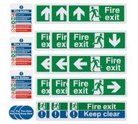 Fire Exit Sign, Adhesive Escape Signs, Large Font Man Running Right Sticker, 3.94x11.81 Inches Pointing Up Sign, Signs, Ideal for Residential, Commercial Use