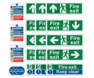 Fire Exit Sign, Adhesive Escape Signs, Large Font Man Running Right Sticker, 3.94x11.81 Inches Pointing Up Sign, Signs, Ideal for Residential, Commercial Use