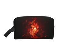 Fire Flame Hand Trousse de toilette de voyage portable de grande capacité (modèles imprimés) étanche pour homme et femme pour voyages d'affaires, fitness, salle de bain, rangement quotidien, Rouge vif