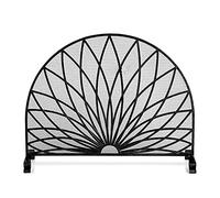 Fire Guard Écran de cheminée en maille de fer forgé fabriqué à la main à panneau unique de 38 x 31 pouces, pare-étincelles pour salon, décoration de chambre à coucher, facile à ranger, noir/or