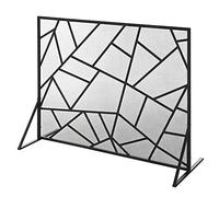 Fire Guard Écran de cheminée en maille de fer forgé fabriqué à la main à panneau unique de 39 x 29,5 pouces, protection contre les étincelles pour le salon, clôture de sécurité incendie en fer, noir